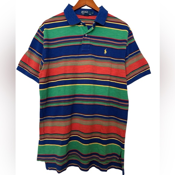 Ralph Lauren Men's Striped Polo Shirt - Blue, Green, Red - Picture 1 of 10